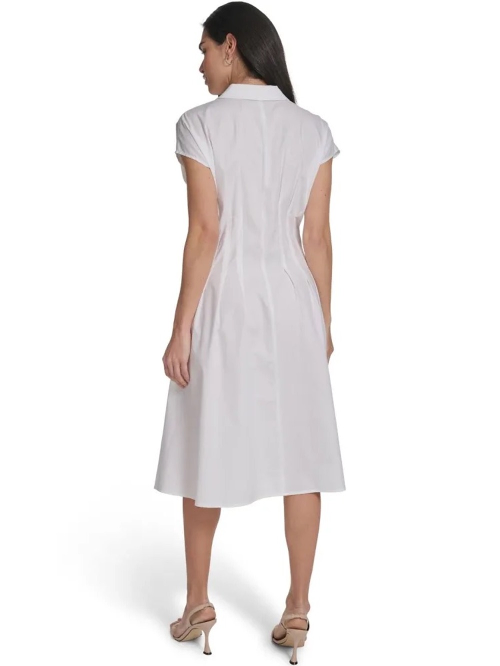 Calvin Klein White Cap-Sleeve Midi Shirt Dress - Picture 2 of 8